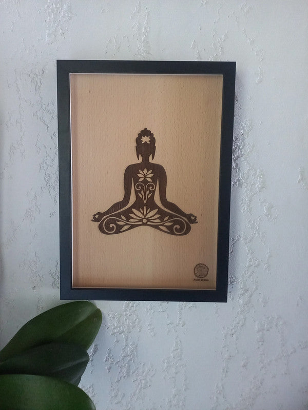 Cadre gravé sur bois, Zen, noir