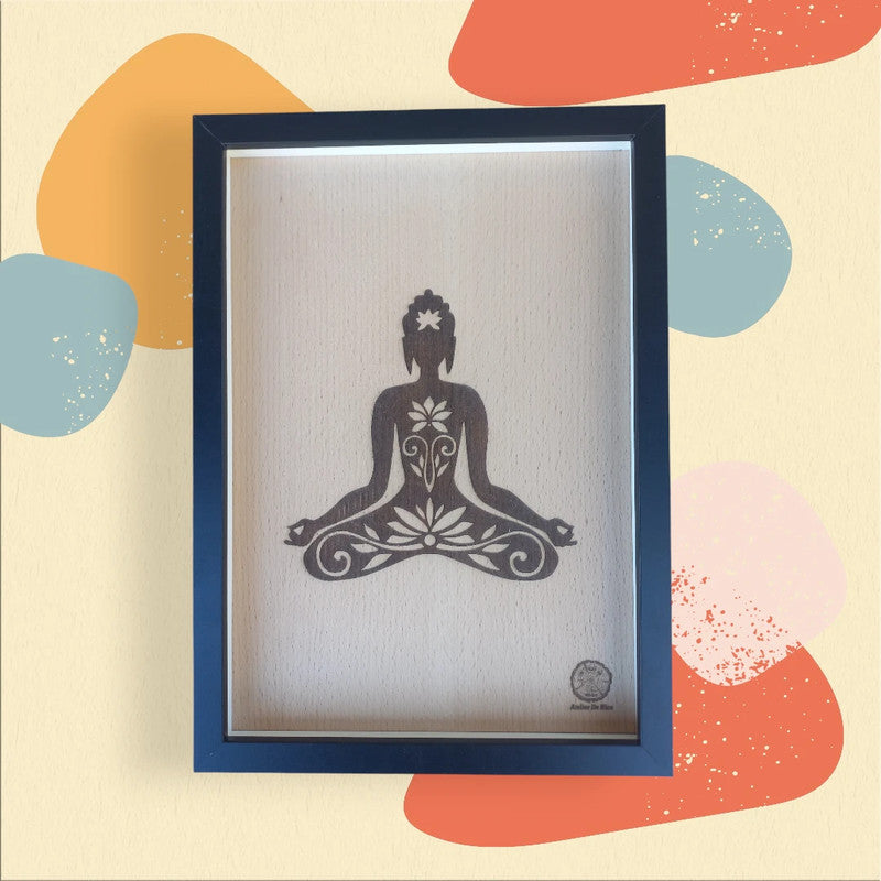 Cadre gravé sur bois, Zen, noir
